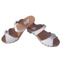 Mules femmes bois cuir (basse 2 boucles)