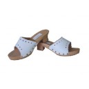Mules femmes bois et cuir (plagette basse 1 bride )